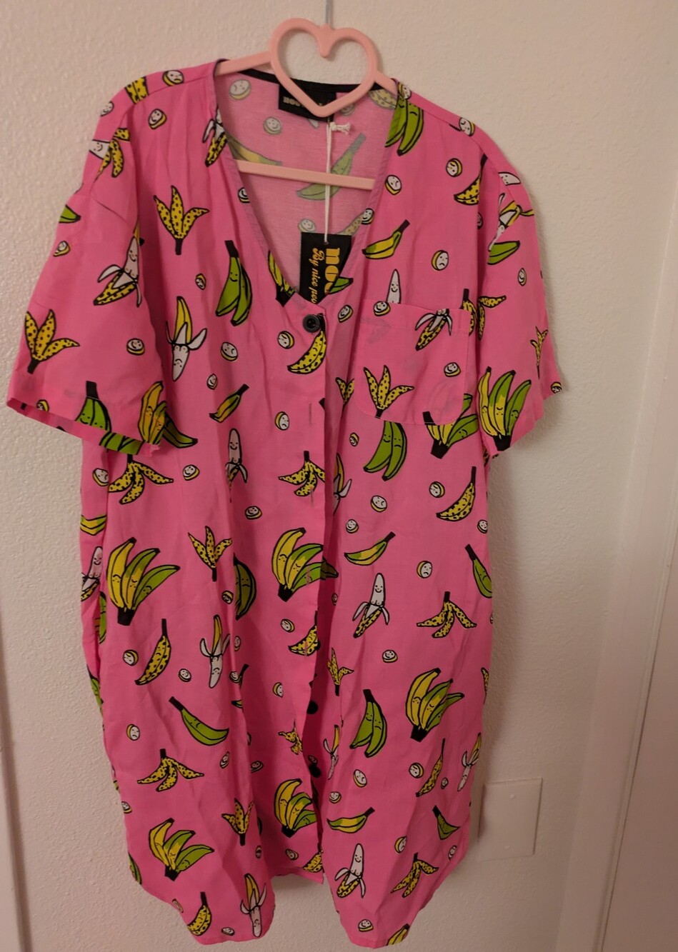 NWT Size Small Nooworks Banana With Boobies Oversized Button Up Shirt Dress